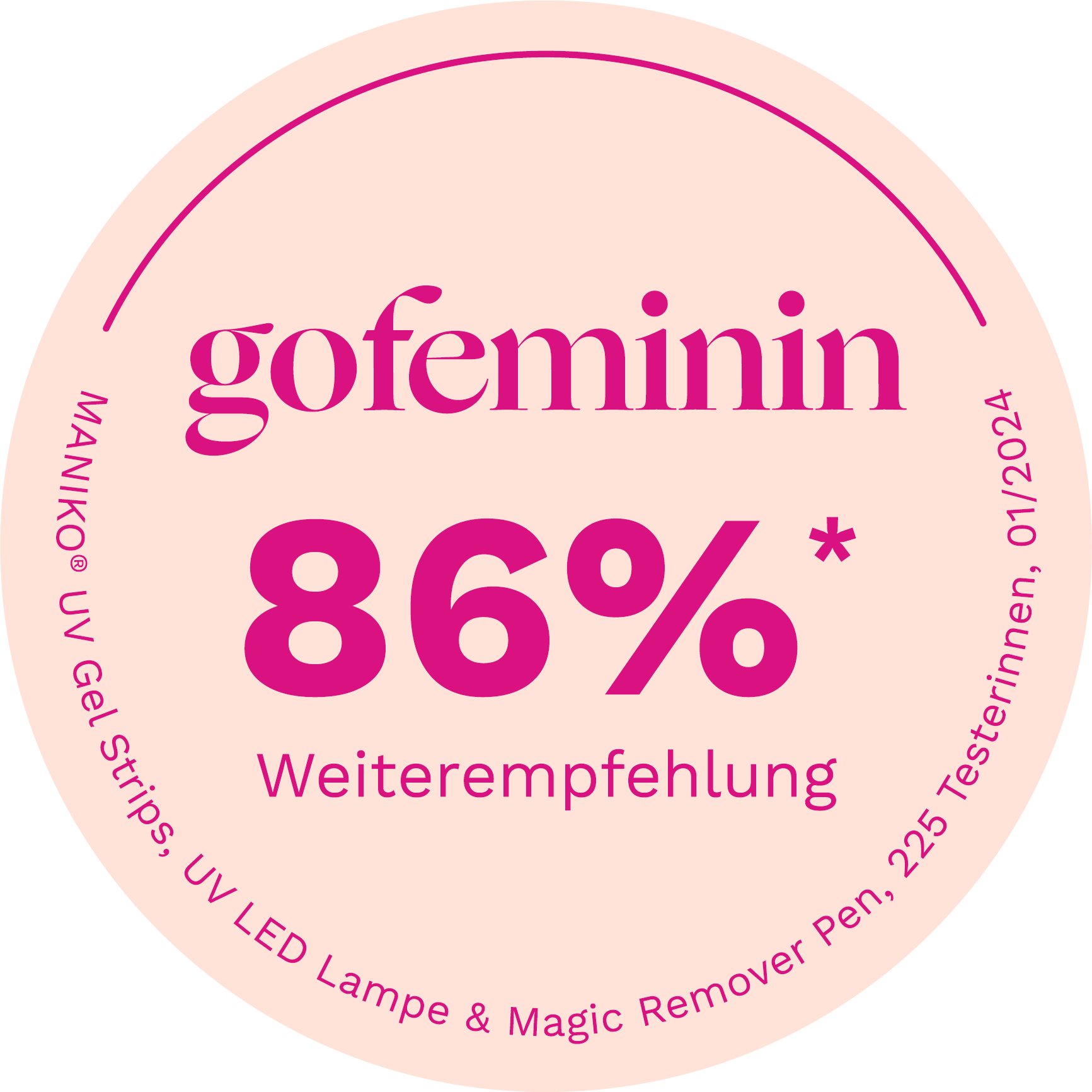 gofeminin Testsiegel - 86% Weiterempfehlung für MANIKO UV Gel Strips, UV LED Lampe, Magic Remover Pen